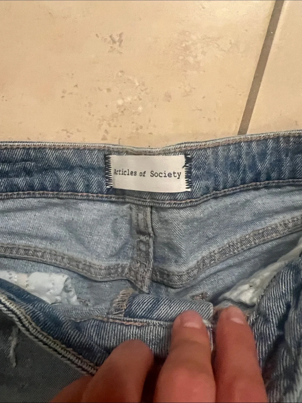 Articles Of Society Light Wash Distressed Denim Cutoff Shorts